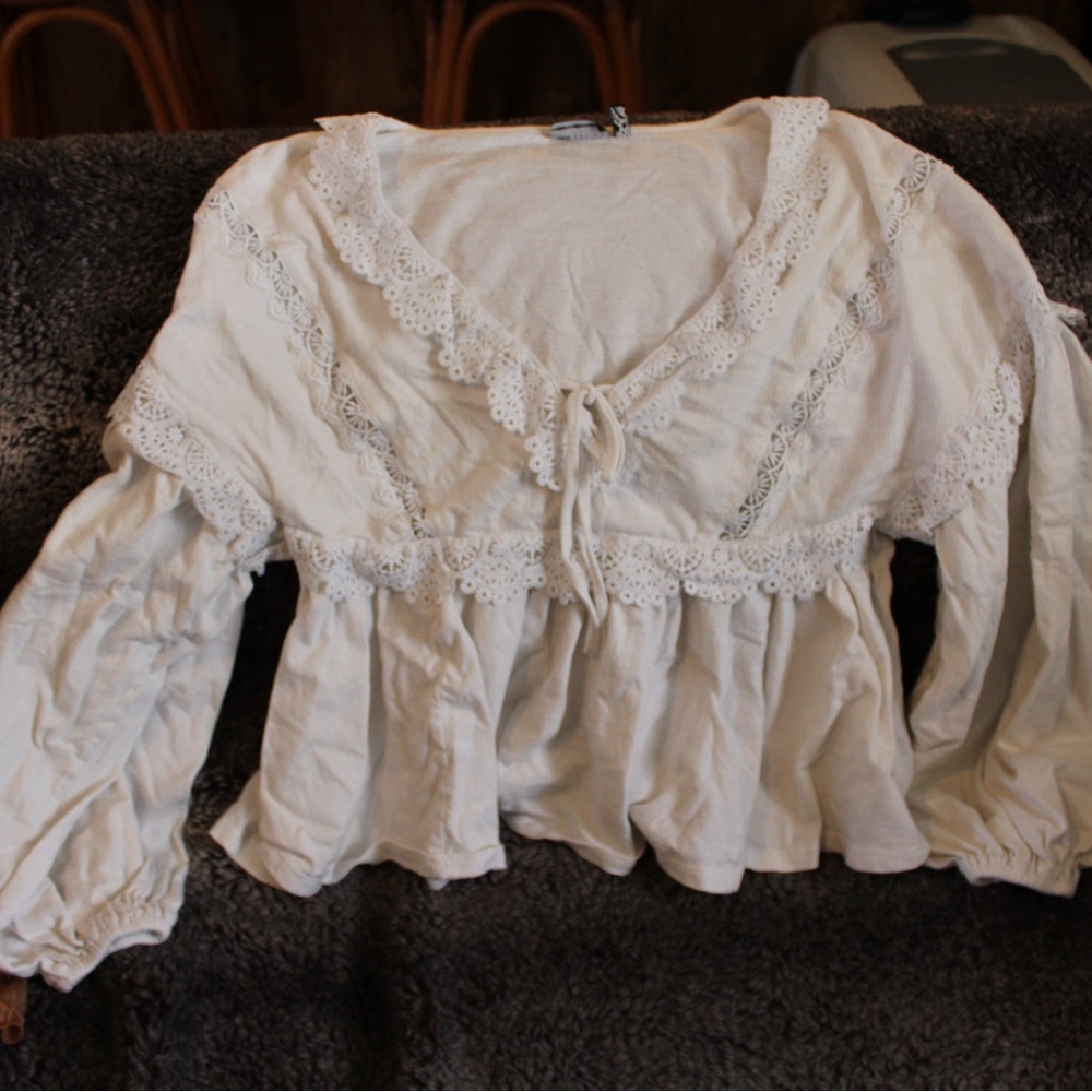 ASOS Cream Lace Peasant Blouse